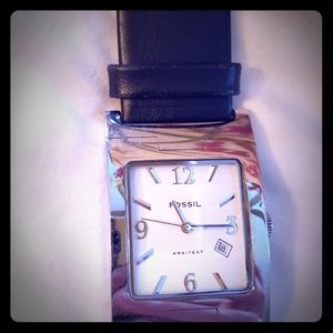 Mens leather strap Fossil Activator watch